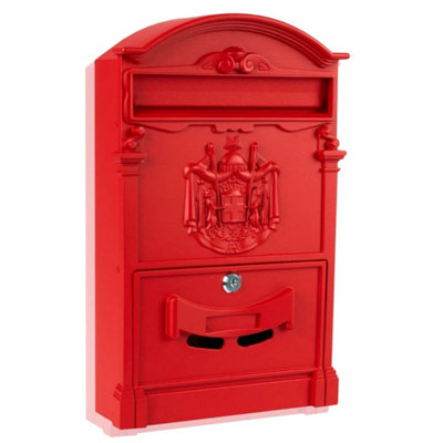  - Red Large Vintage Outdoor Lockable Letter Post Box Mailbox Wall Mounted Secure Mail