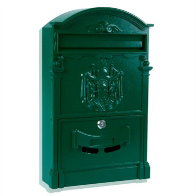 Green Large Vintage Outdoor Lockable Letter Post Box Mailbox Wall Mounted Secure Mail from B&Q