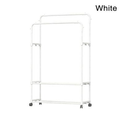  - Double Rail Clothes Garment Hanging Rack Shelf Display Stand White