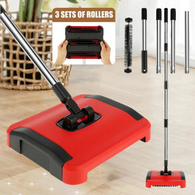  - Carpet Sweeper Manual Floor Sweeper Carpet Brush Cleaner For Pet Hair