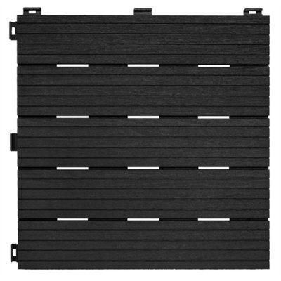  - 10Pcs Garden Composite Interlocking Decking Floor Tiles 30X30Cm Patio Deck Grey