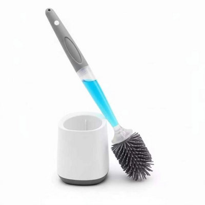 Toilet Brush With Bleach Dispenser & Holder Silicone Non Scratch Cleaner Set from B&Q