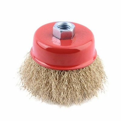 8 X Wire Cup Brush Wheel 75mm 3" For Angle Grinder M14 Crimped Brass Coated Uk from B&Q
