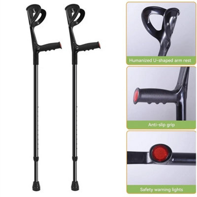 Black Crutches For Adults Men Women X2 Units Open Cuff Elbow Crutches Unisex from B&Q