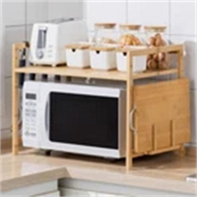  - Kitchen Microwave Oven Rack Bamboo Wood Storage Stand Spice Rack Tidy Organizer
