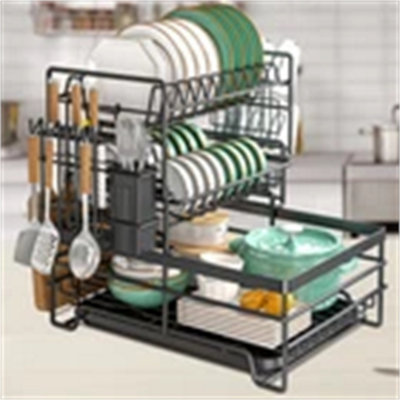 3 Tier Dish Drainer Rack With Drip Tray Cutlery Holder Plate Rack Kitchen Sink from B&Q