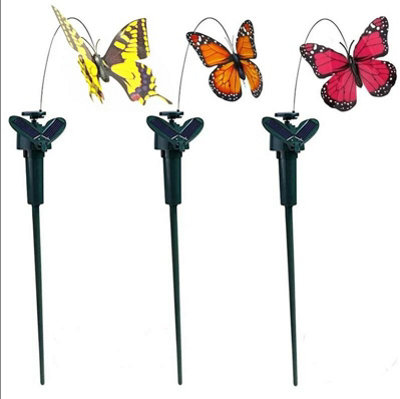 3X Solar Fluttering Butterfly Stake Garden Lawn Patio from B&Q