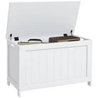 White Storage Bench Chest With Safety Hinges