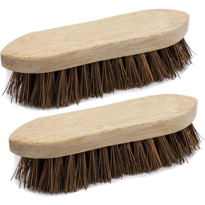  - 2X Wooden Stiff Bristle Floor Scrub Brush