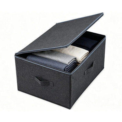  - 3Pcs Foldable Canvas Baskets With Lid
