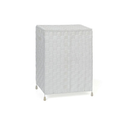  - White Folding Laundry Basket W/ Lid & Handle