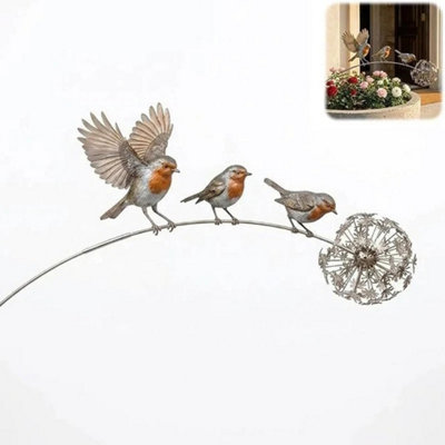  - Rustic Robin Stake With Dandelion