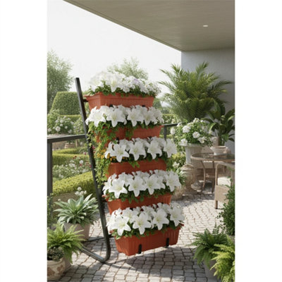  - 5-Tier Metal Raised Garden Planter Stand For Flowers Herbs