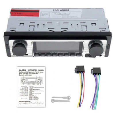 Retro Car Bluetooth Radio Mp3 Player Stereo Usb Aux Sd Fm Eq
