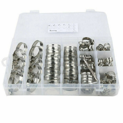 101-Pcs Assorted Stainless Steel Hose Clamp Kit Jubilee Clips from B&Q