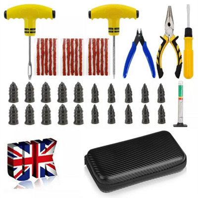 Emergency Tyre Puncture Repair Kit Tubeless Tire Strip Pliers Car Van from B&Q