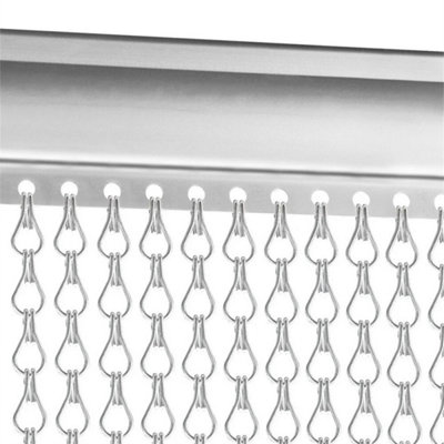  - Aluminium Chain Fly Screen CurtainMetal Insect Blinds Silver Finish214 X 90Cm For Doors