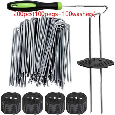 Galvanized Steel Garden Pegs6 Inch Ground Stakes Weed Membrane PinsPack Of 200 from B&Q