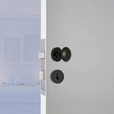 Pair Of Mortice Sprung Door Knobs Round Victorian 56mm Matt from B&Q