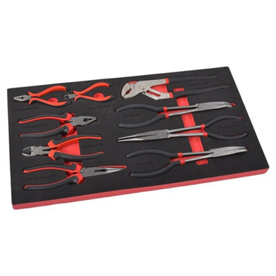  - 9Pc Multifunction Combination Long Nose Diagonal Pump Pliers Set Tool Foam Tray