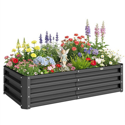 - Raised Garden Bed Elevated Planter Box For Flowers Grey