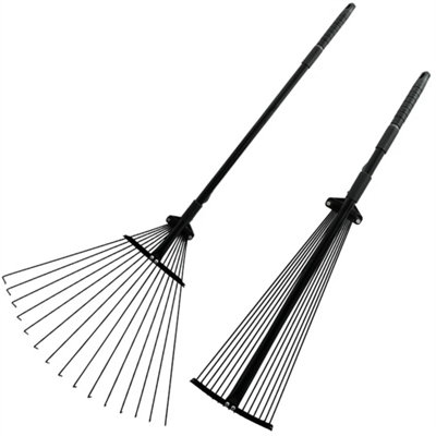9 Teeth Adjustable Telescopic Metal Garden Rake For Lawn from B&Q