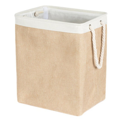  - Beige Foldable Collapsible Fabric Laundry Hamper Bag Clothes Washing Bin Basket