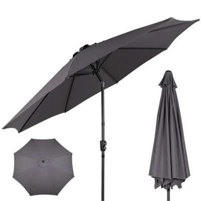  - 3M Large Parasol Umbrella Garden Patio Table Sun Shade Canopy With Crank Tilt Grey