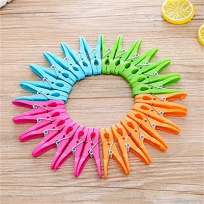  - Clothes Pegs Line Washing Plastic Strong Laundry Airer Clips Grip Dry Garden 24 X Clothes Pegs
