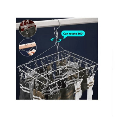 - 40 Thickened Stainless Steel Clip Underwear Sock Hanger Laundry Airer Dryer Rack