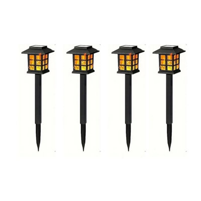  - 4Pcs Flame Effect Solar Outdoor Lights Stake Garden Path Flickering Led Torch Lamp