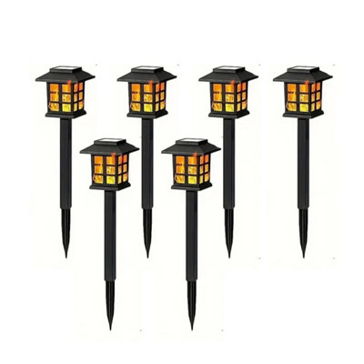  - 6Pcs Flame Effect Solar Outdoor Lights Stake Garden Path Flickering Led Torch Lamp