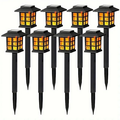  - 8Pcs Flame Effect Solar Outdoor Lights Stake Garden Path Flickering Led Torch Lamp
