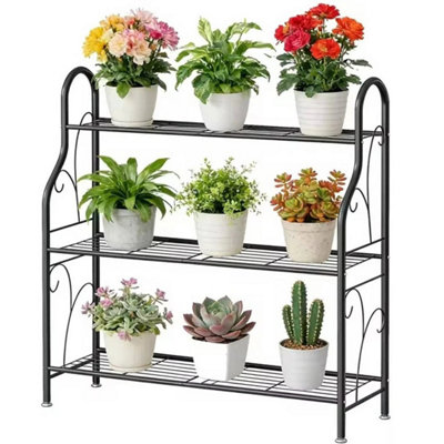  - 3-Tier Metal Plant StandHeavy Duty Ladder Shelf Potted Plants Display Rack