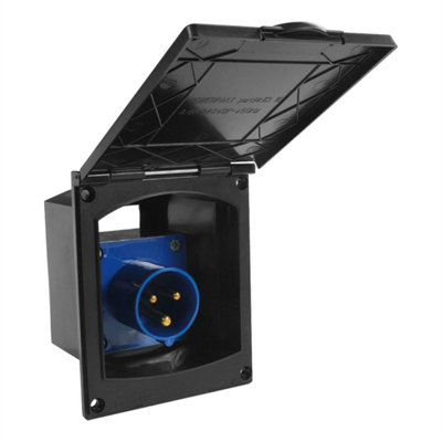  - Black 230V Mains Hook Up Inlet Socket For Caravan Motorhome