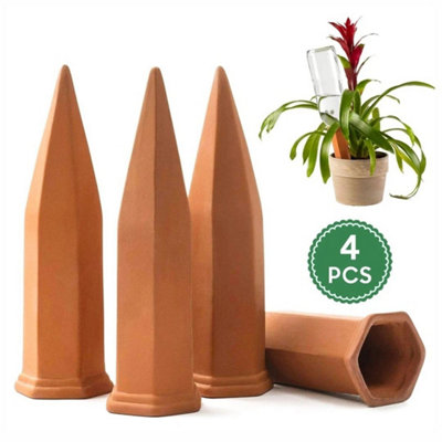  - 4Pcs Terracotta Plant Watering Stakes Automatic Self-Watering Garden Spikes
