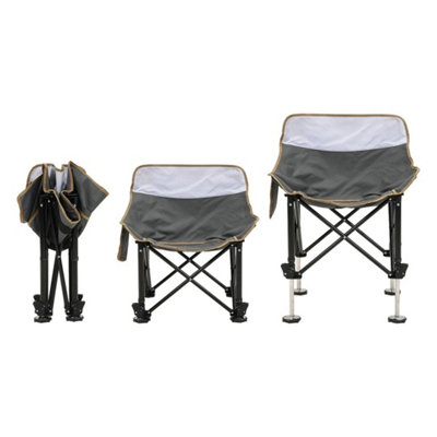  - Grey Adjustable Height Folding Camping Chair Portable Outdoor Fishing Picnic Chair