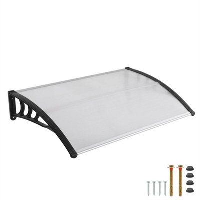  - Black Outdoor Door Canopy Awning Rain Shade Shelter