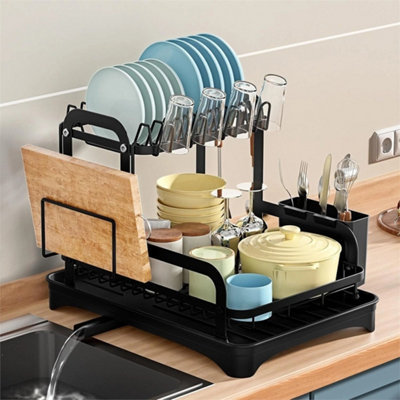 2 Tier Dish Drainer With Cutlery Holder & Drip Tray from B&Q