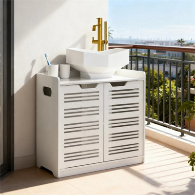 White Under Sink Cabinet Basin Storage Cupboard Vanity Unit Bathroom from B&Q