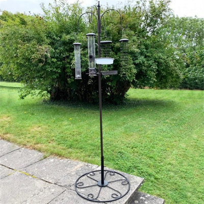  - Metal Bird Feeding Station With 4 Feeders & 3.5Kg Patio Stand