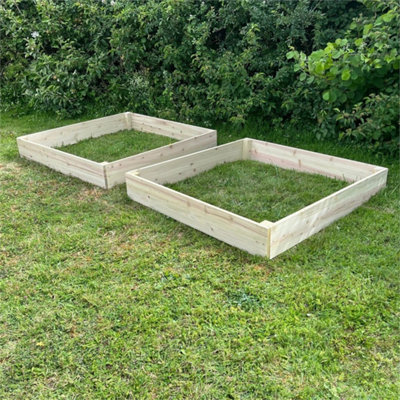  - 2Pcs Wooden Raised Garden Beds 122X122X18Cm Vegetable Herb Planter