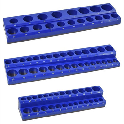  - 3Pcs Magnetic Socket Organizer Storage Holder Tool Drive Metric