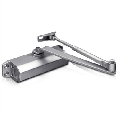 Adjustable Overhead Door Closer 60Kg Heavy Duty Silver from B&Q