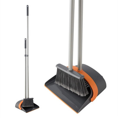  - Long Handled Dustpan And Brush SetStrong Metal Handle Broom And Dustpan