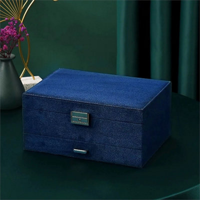 Large Blue 3 Layer Jewellery Organizer Storage Necklace Box from B&Q