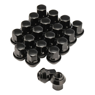 20X M12X1.5 19mm Hex Taper Seat Alloy Wheel Nuts Black from B&Q
