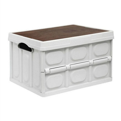 30L Foldable Plastic Storage Box With Lid Stackable from B&Q