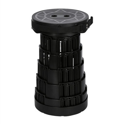 Black Telescopic Folding Camping Stool Height Adjustable from B&Q