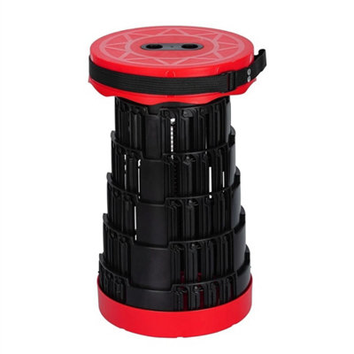  - Red Telescopic Folding Camping Stool Height Adjustable